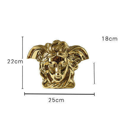 Gold Electroplated Ceramic Medusa Vase Ornament