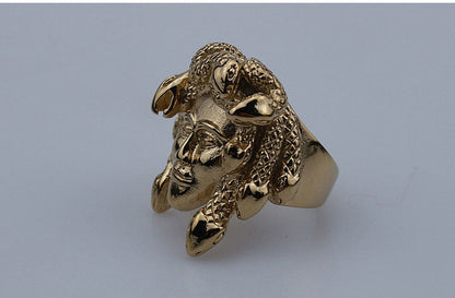 Vintage Titanium Steel Ring Medusa Head Ring