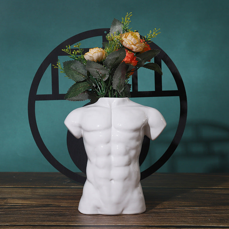 Nordic figure statue ceramic garden flower pot