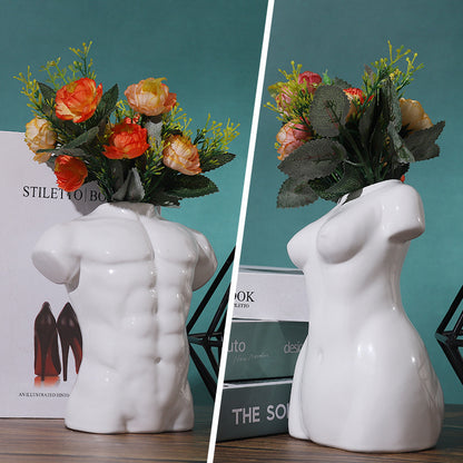 Nordic figure statue ceramic garden flower pot