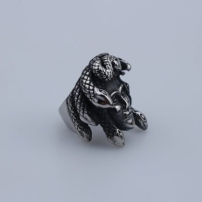 Vintage Titanium Steel Ring Medusa Head Ring