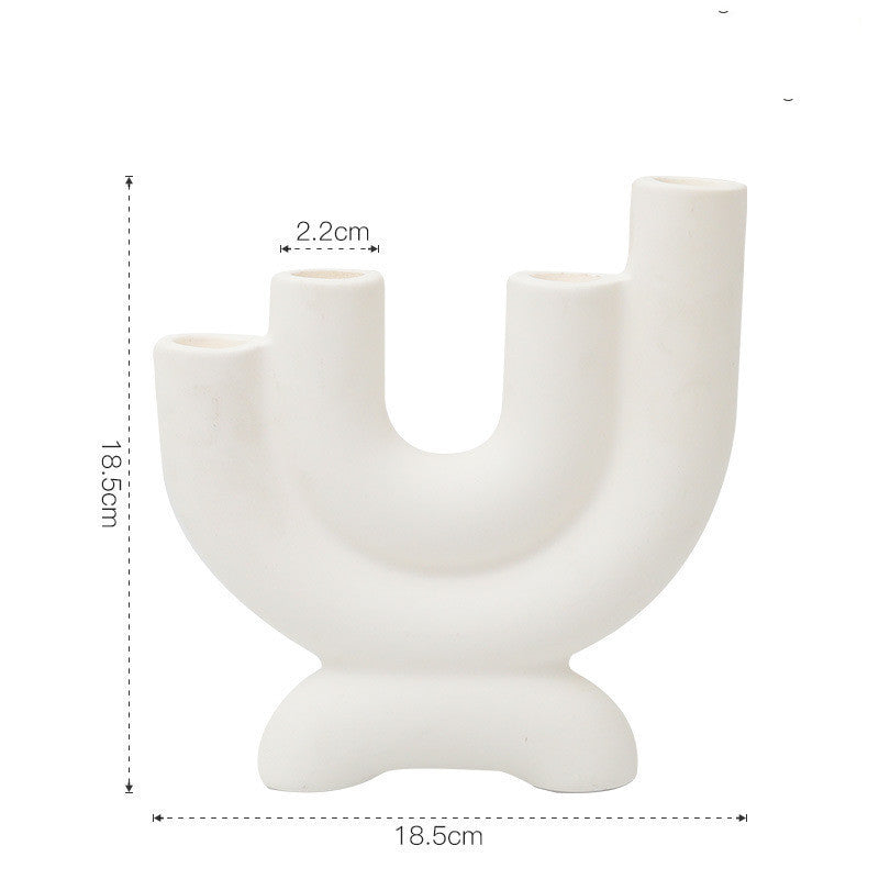 Nordic White Ceramic Candlestick Household Desktop