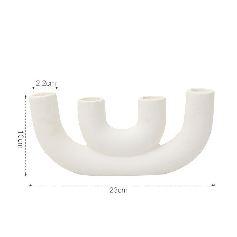 Nordic White Ceramic Candlestick Household Desktop