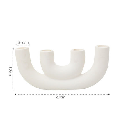 Nordic White Ceramic Candlestick Household Desktop